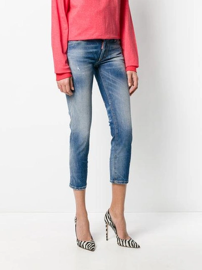 Shop Dsquared2 Cropped Twiggy Jeans In Blue