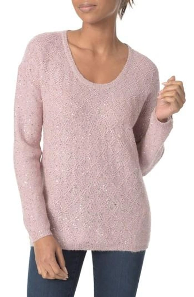 Shop Nydj Sequin Scoop Neck Sweater In Rose Dust