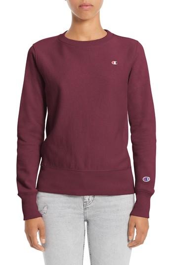 Champion Reverse Weave French Terry Crewneck Sweatshirt In Bordeaux Red |  ModeSens
