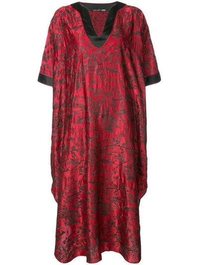 Shop Natori Josie  Seidenkaftan Mit Stickerei - Rot In Red