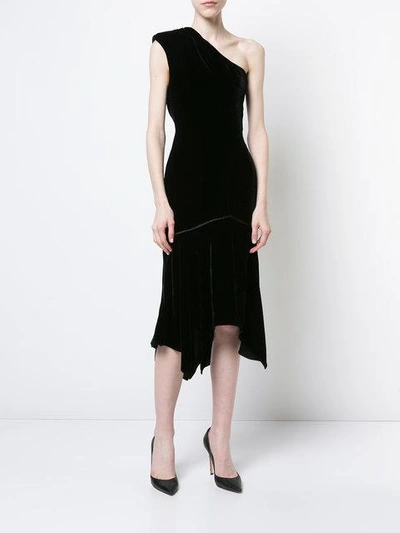 Shop Natori Asymmetric One Shoulder Dress In Black