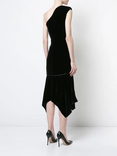 Shop Natori Asymmetric One Shoulder Dress In Black