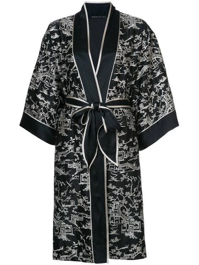 Shop Natori Pagoda Wrap Night-gown In Black