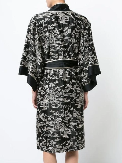 Shop Natori Pagoda Wrap Night-gown In Black