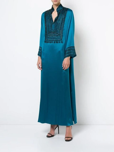 Shop Natori Divinity Mandarin Caftan In Green