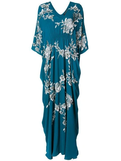 Shop Natori Cocoon Caftan Dress In Blue Lagoon
