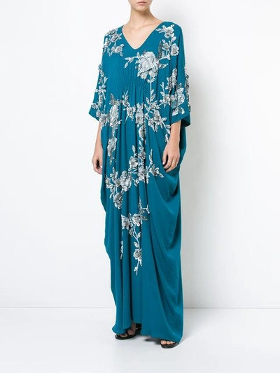 Shop Natori Cocoon Caftan Dress In Blue Lagoon