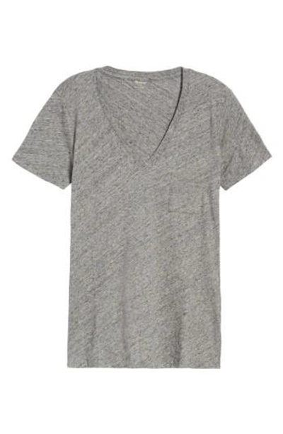 Shop Madewell 'whisper' Cotton V-neck Pocket Tee In Heather Pewter