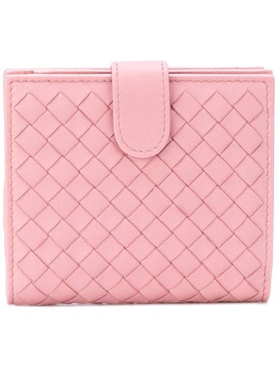 Shop Bottega Veneta Mini Intrecciato Wallet - Pink