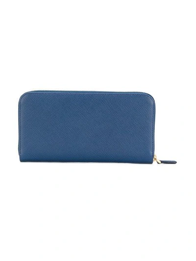 Shop Prada Zip-around Wallet - Blue
