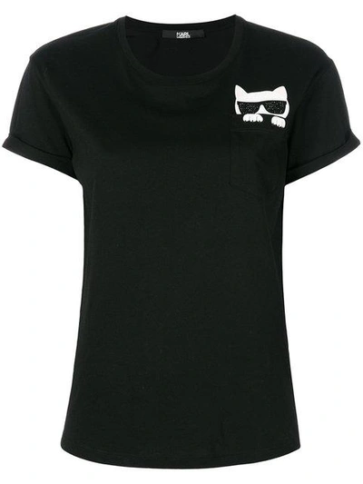 Shop Karl Lagerfeld Ikonik Choupette T-shirt In Black