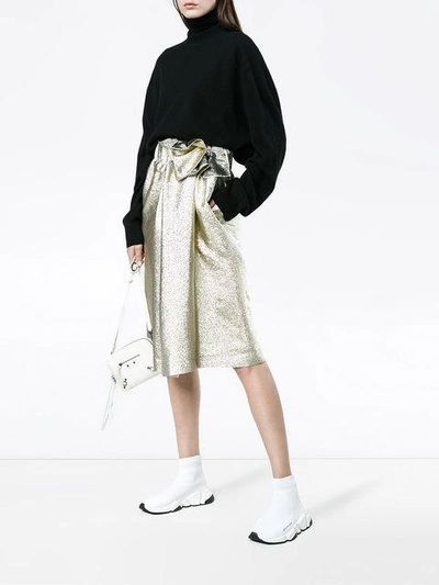 Shop Stella Mccartney Gold Wrap Knee Length Skirt - Metallic