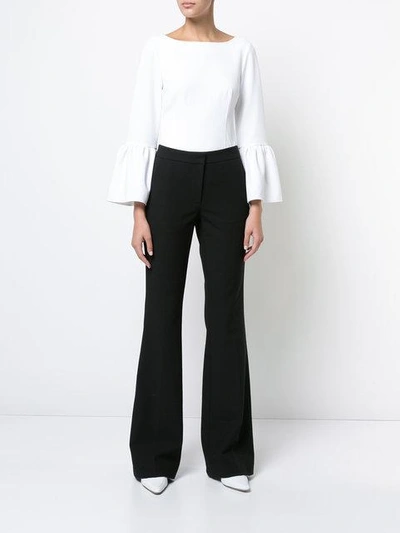 Shop Tibi Slim Bell Sleeved Blouse - White