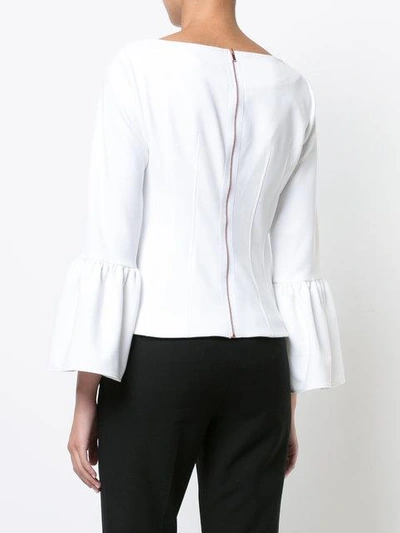 Shop Tibi Slim Bell Sleeved Blouse - White