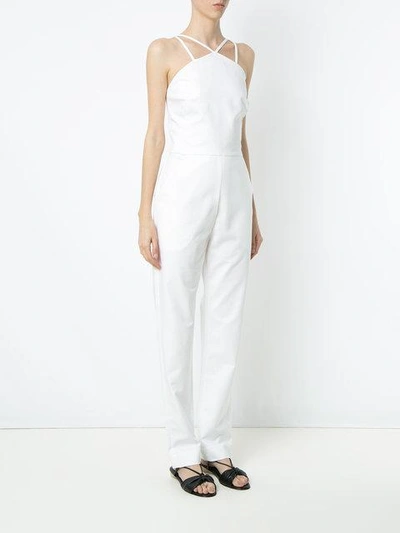 Shop Andrea Marques Front Straps Jumpsuit - White