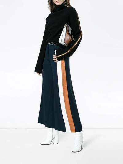 Shop Peter Pilotto Striped Culottes With Contrasting Waistband In Blue