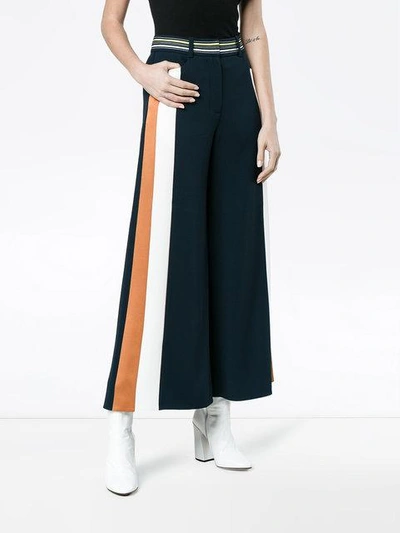 Shop Peter Pilotto Striped Culottes With Contrasting Waistband In Blue