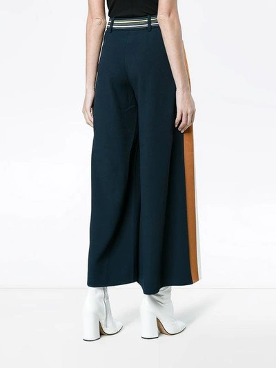 Shop Peter Pilotto Striped Culottes With Contrasting Waistband In Blue