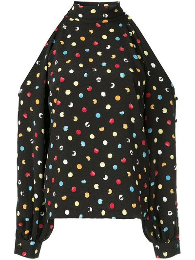 Shop Anna October Dotted Blouse In Black