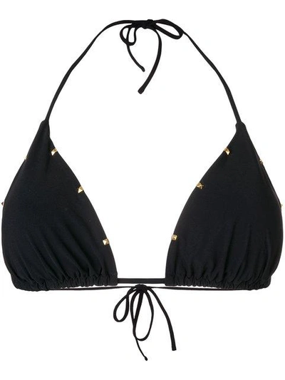 Shop Versace Studded Triangle Bikini Top - Black