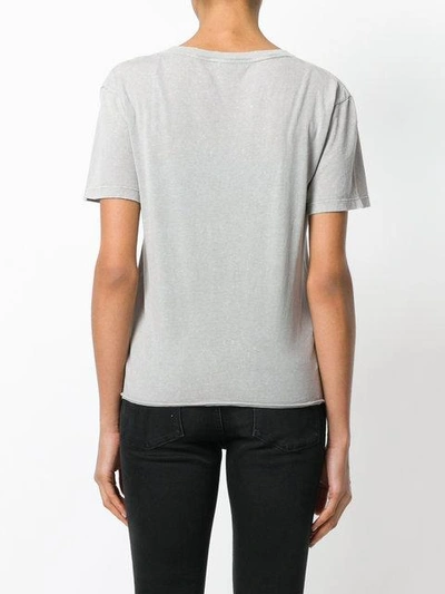 Shop Saint Laurent Brand Stamped T-shirt In Grey