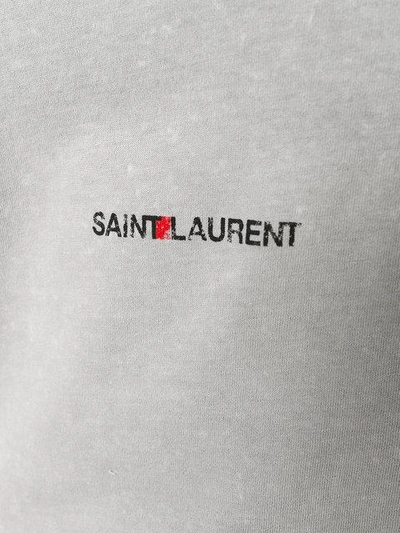 Shop Saint Laurent Brand Stamped T-shirt In Grey