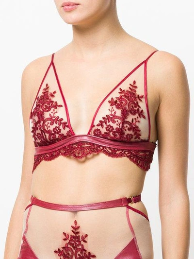 Shop Loveday London Lace-embroidered Bra In Red