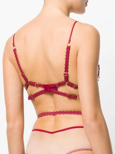 Shop Loveday London Lace-embroidered Bra In Red