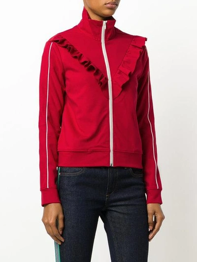 Shop Red Valentino Ruffled Zipped Sweatshirt