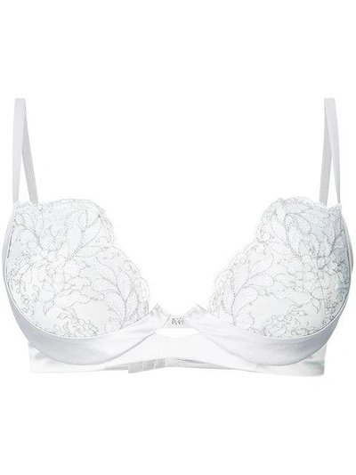 Shop Prelude Lace-embroidered Bra In Grey