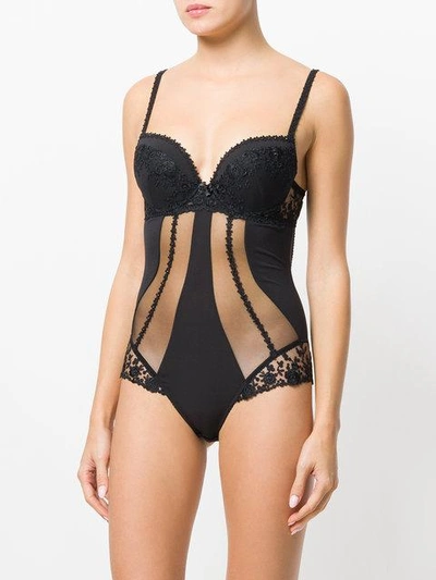 Shop Prelude Sheer Fitted Bodysuit In Black