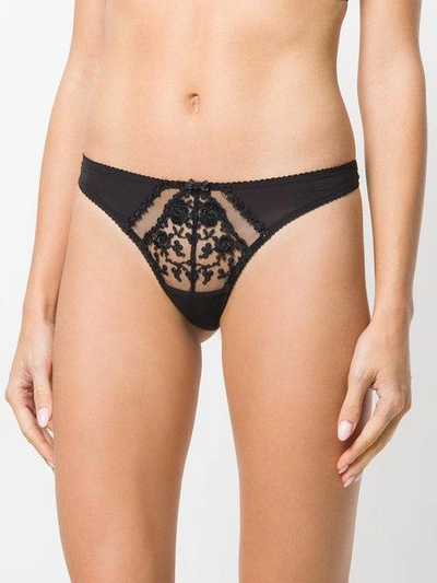 Shop Prelude Lace-embroidered Thong - Black