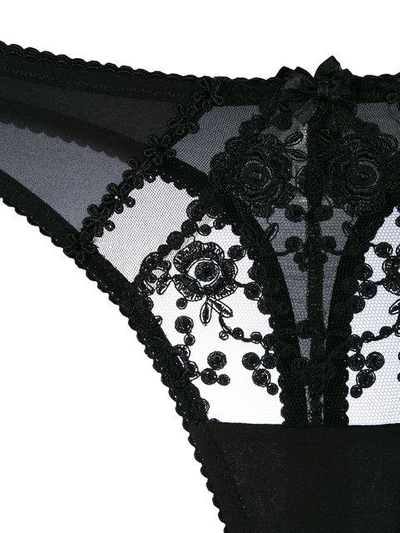 Shop Prelude Lace-embroidered Thong - Black