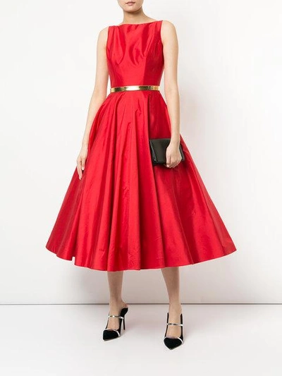 Shop Romona Keveza Flared Midi Dress In Red
