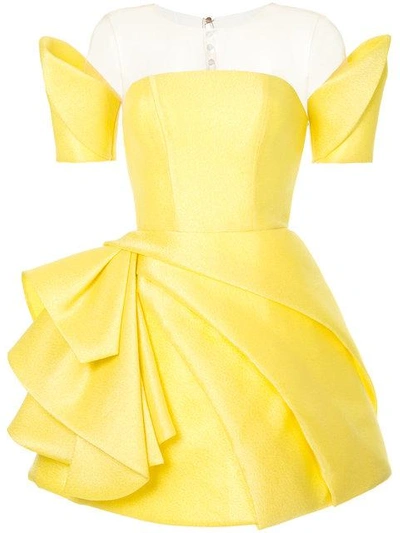 Shop Isabel Sanchis Geometric Fitted Dress In Yellow