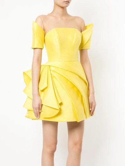 Shop Isabel Sanchis Geometric Fitted Dress In Yellow