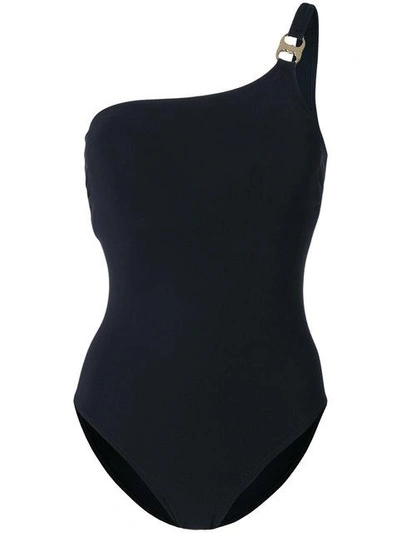 Shop Tory Burch One Shoulder Swimsuit In Black