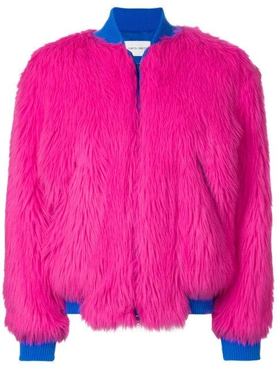 Shop Alberta Ferretti Faux-fur Bomber Jacket In Pink