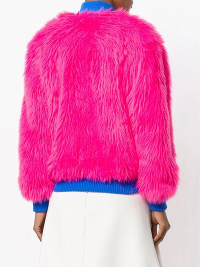 Shop Alberta Ferretti Faux-fur Bomber Jacket In Pink