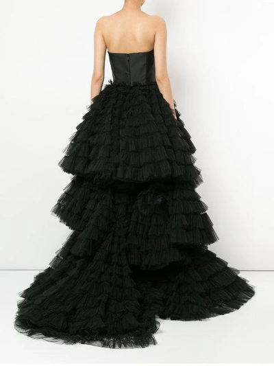 Shop Isabel Sanchis Frill-layered Flared Gown - Black