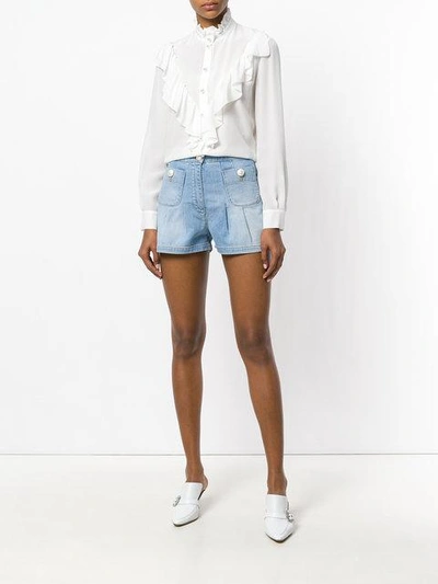 Shop Boutique Moschino Denim Shorts With Front Pockets In Blue
