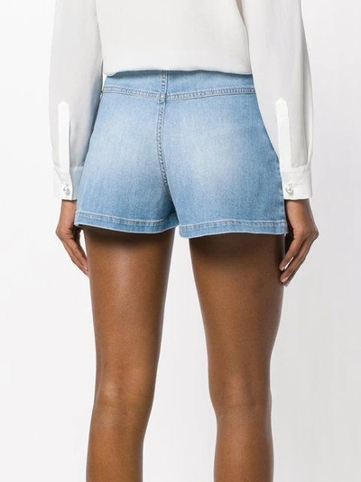 Shop Boutique Moschino Denim Shorts With Front Pockets In Blue