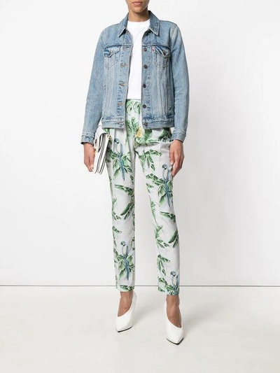 Shop Stella Mccartney Tropical Print Trousers In Blue