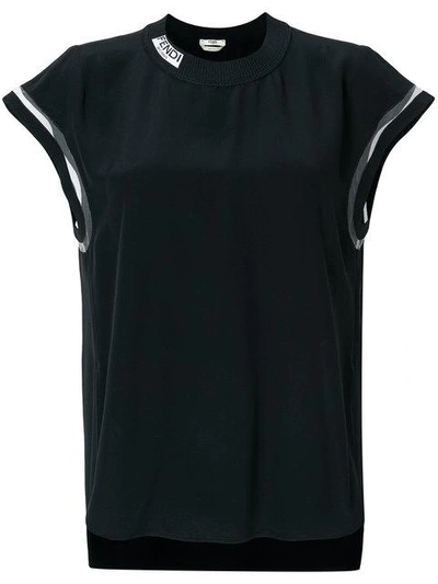 Shop Fendi Branded Collar T In Black
