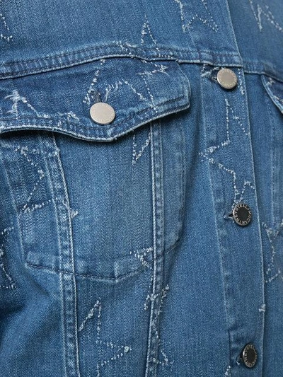 Shop Stella Mccartney Distressed Star Denim Jacket In Blue