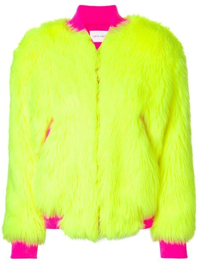 Shop Alberta Ferretti Faux-fur Bomber Jacket In Yellow