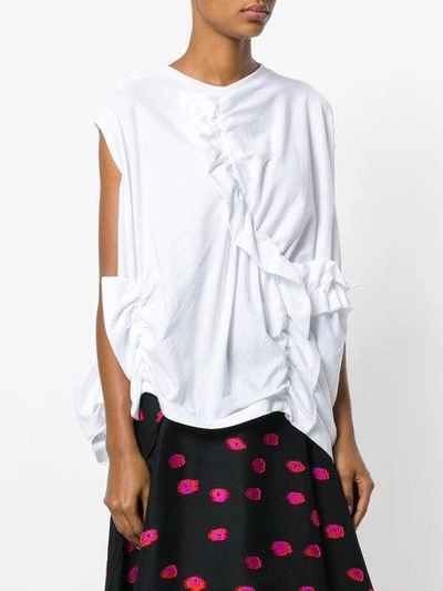 Shop Marni Ruffled Jersey Top In White