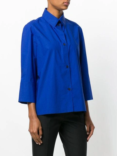 Shop Marni Cropped Poplin Shirt In Blue