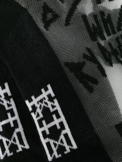 Shop Ktz Multi-letter Embroidered Sheer Socks In Black