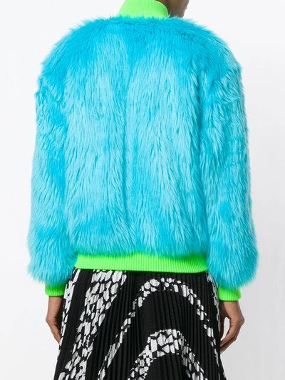 Shop Alberta Ferretti Faux-fur Bomber Jacket In Blue